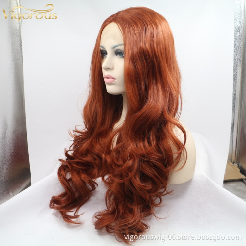 Vigorous mono long premium high quality straight wholesale black women synthetic hair wigs with lace front